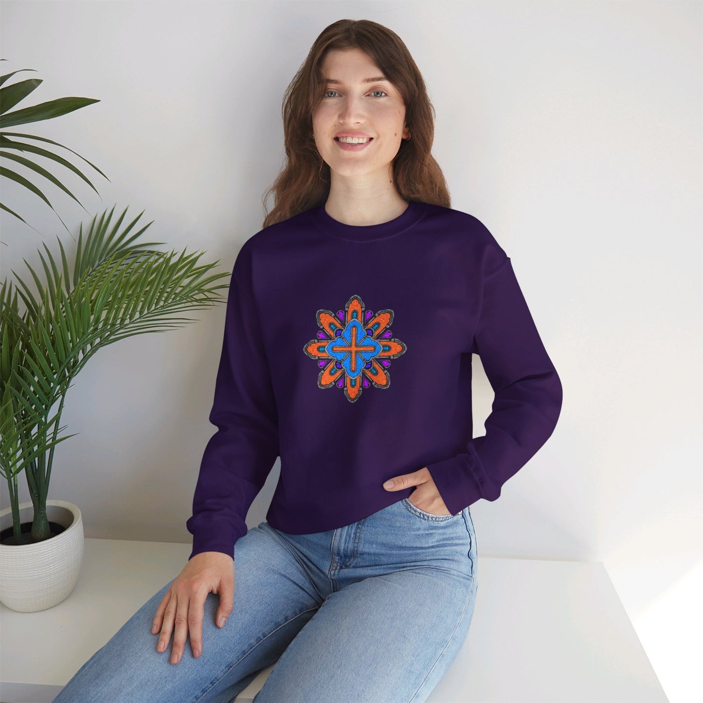 Concrete Flower V3 Dark Theme | Unisex Heavy Blend™ Crewneck Sweatshirt