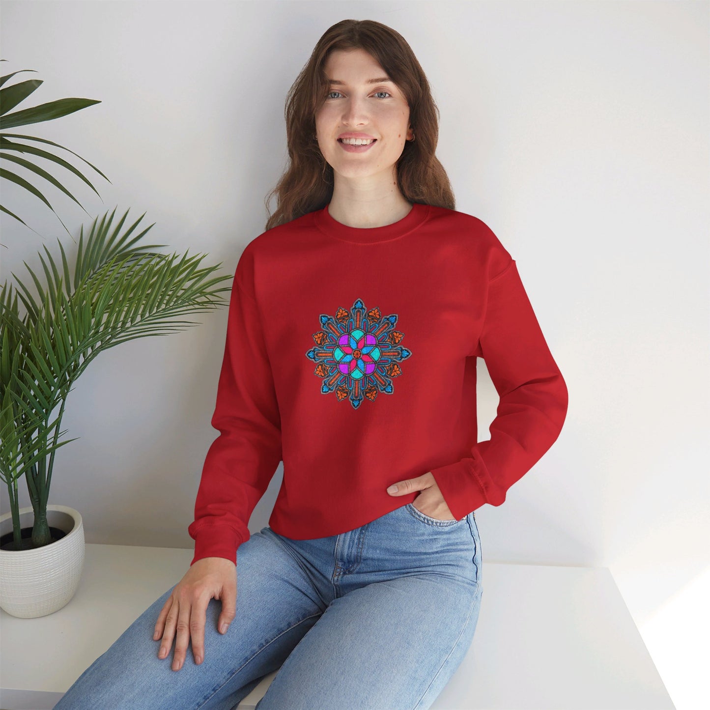 Concrete Flower V1 Dark Theme | Unisex Heavy Blend™ Crewneck Sweatshirt