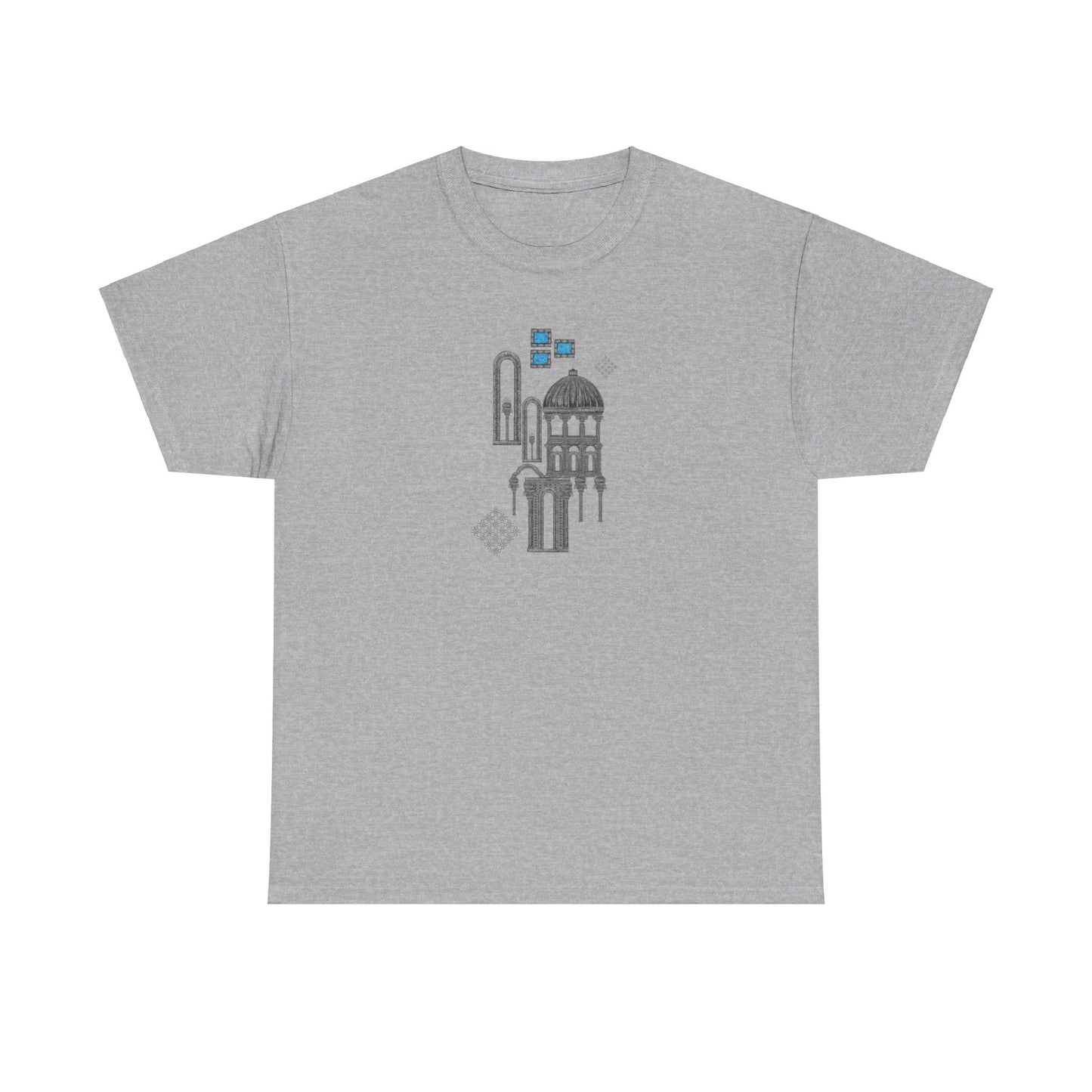 Blue Windows & Dark Silhouettes l Unisex Heavy Cotton Tee