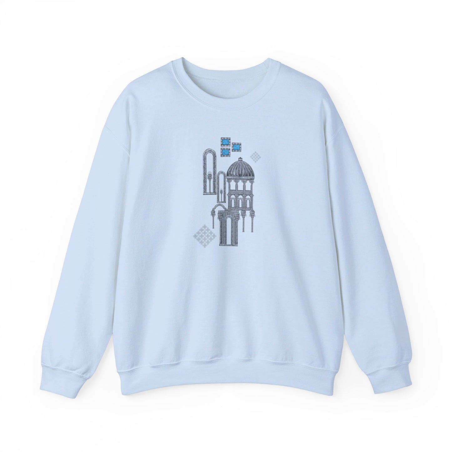 Blue Windows & Dark Silhouettes | Unisex Heavy Blend™ Crewneck Sweatshirt