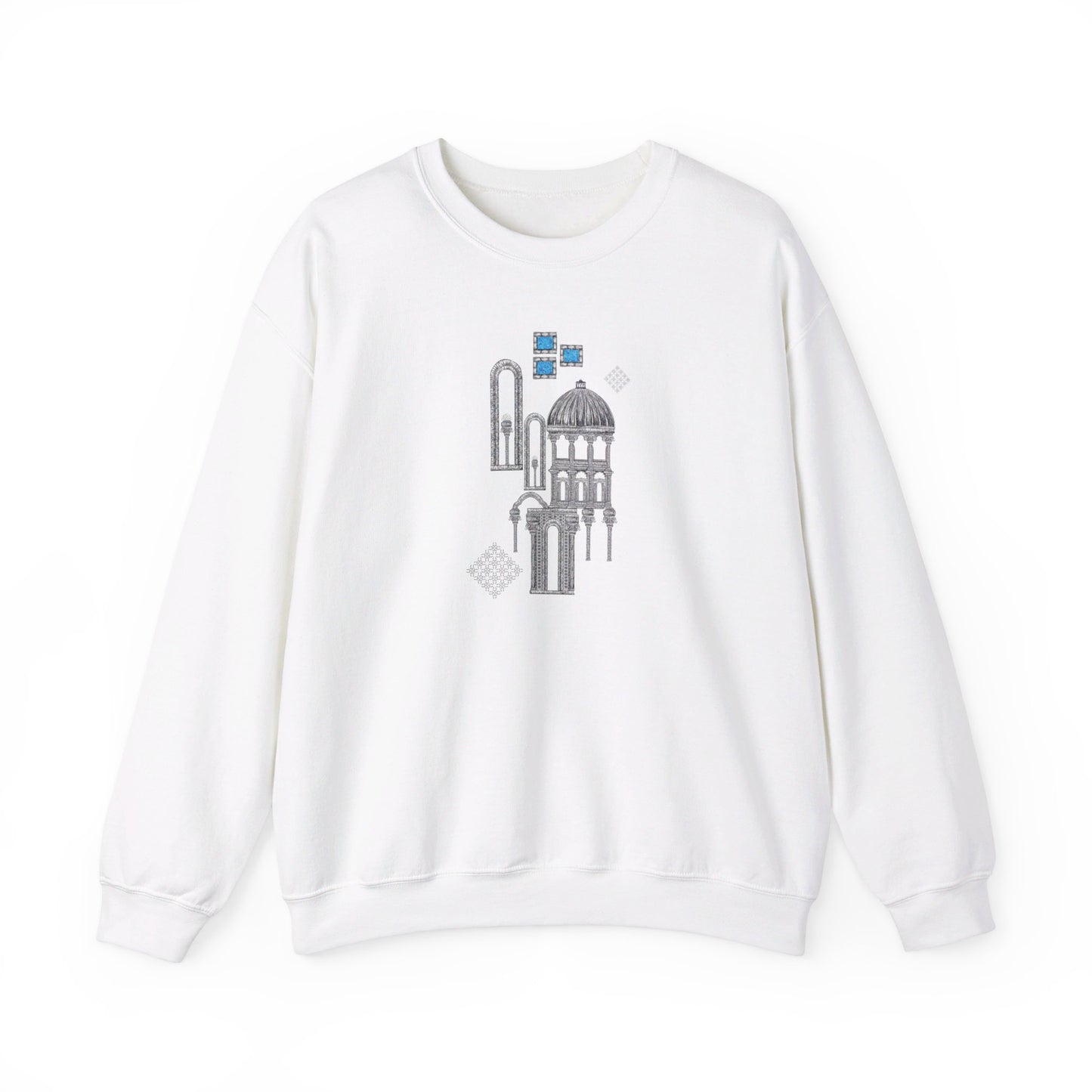 Blue Windows & Dark Silhouettes | Unisex Heavy Blend™ Crewneck Sweatshirt