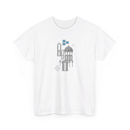 Blue Windows & Dark Silhouettes l Unisex Heavy Cotton Tee