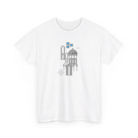 Blue Windows & Dark Silhouettes l Unisex Heavy Cotton Tee