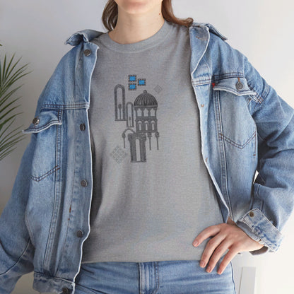 Blue Windows & Dark Silhouettes l Unisex Heavy Cotton Tee