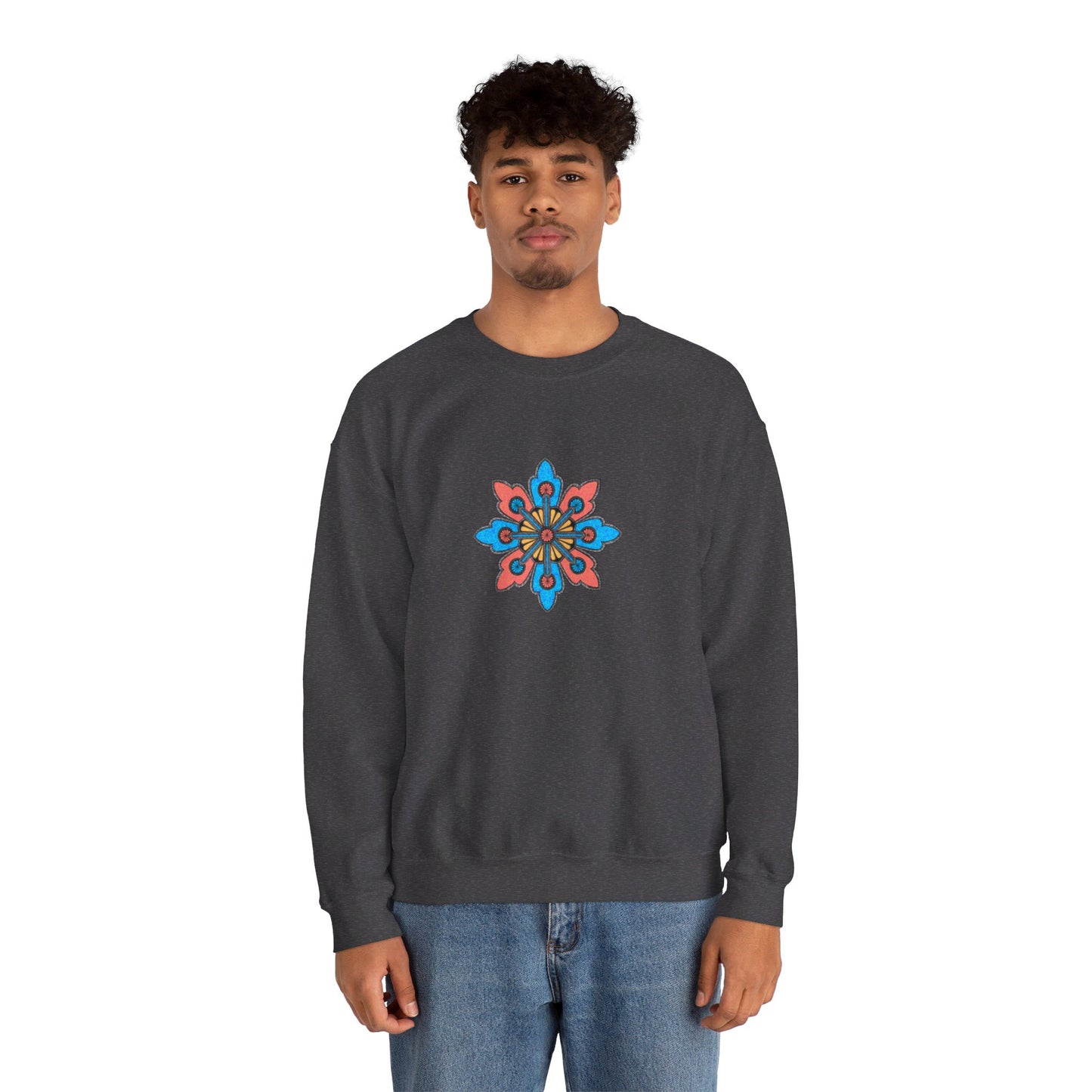 Concrete Flower V2 Dark Theme | Unisex Heavy Blend™ Crewneck Sweatshirt