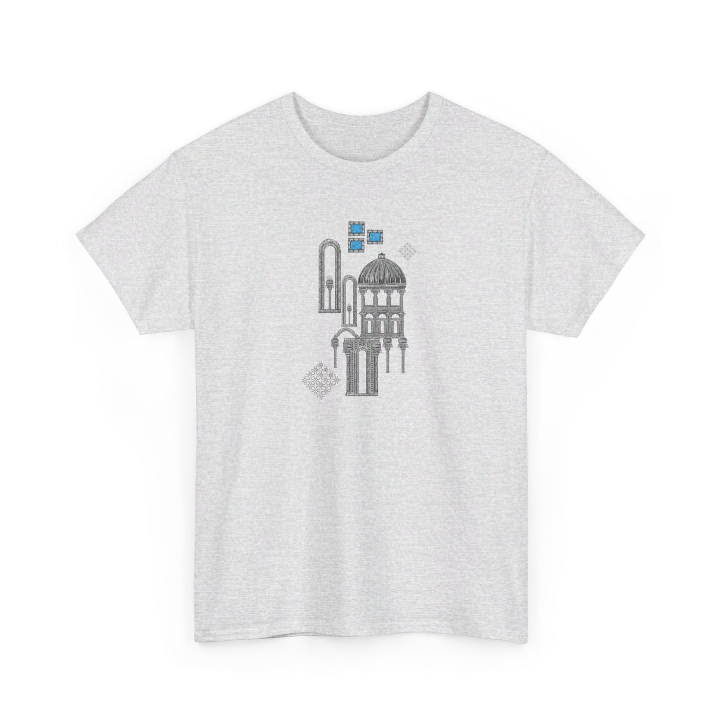 Blue Windows & Dark Silhouettes l Unisex Heavy Cotton Tee