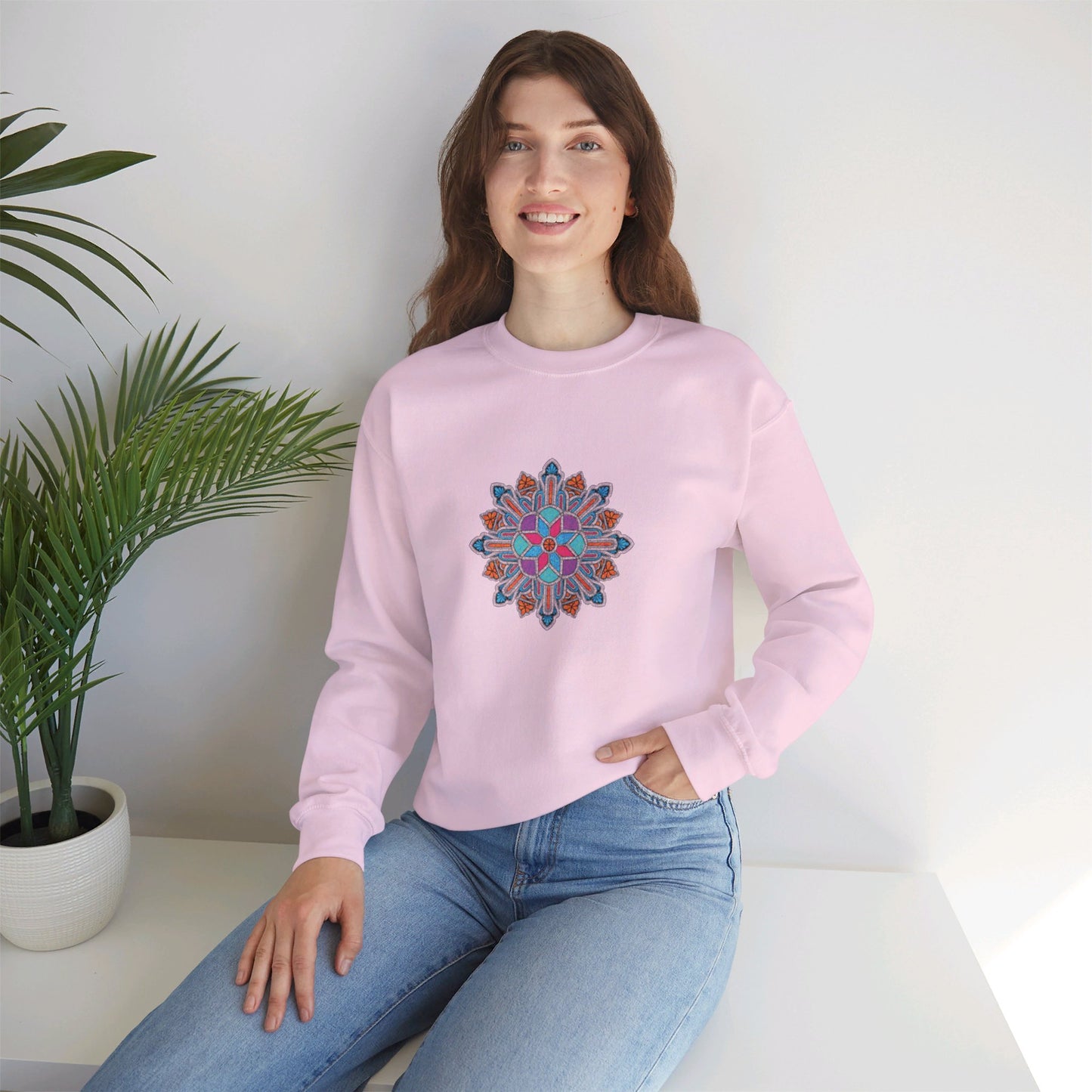 Concrete Flower V1 Light Theme | Unisex Heavy Blend™ Crewneck Sweatshirt