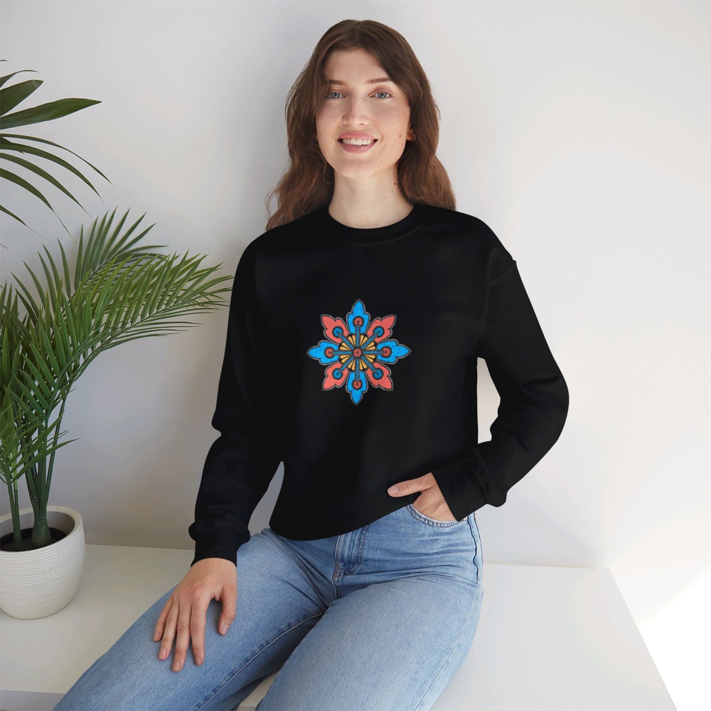 Concrete Flower V2 Dark Theme | Unisex Heavy Blend™ Crewneck Sweatshirt