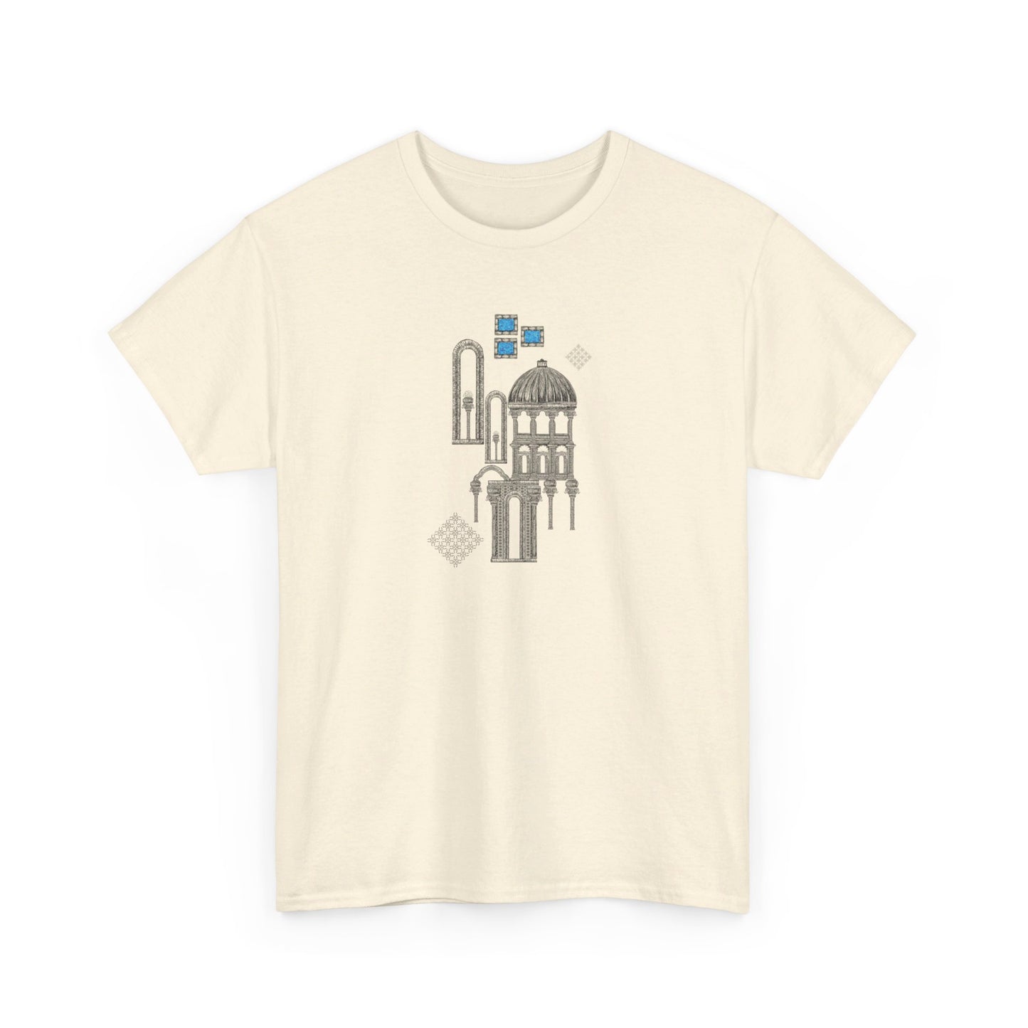 Blue Windows & Dark Silhouettes l Unisex Heavy Cotton Tee