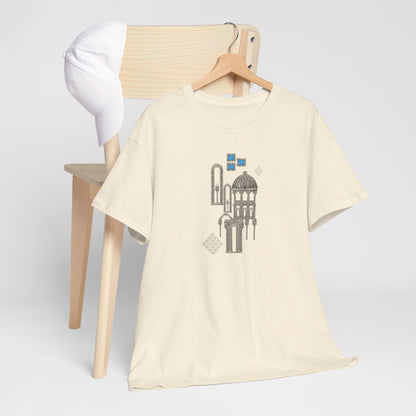 Blue Windows & Dark Silhouettes l Unisex Heavy Cotton Tee