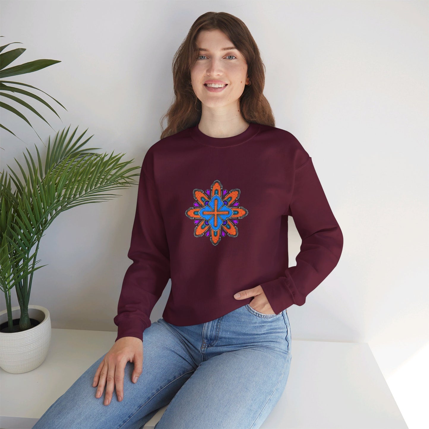 Concrete Flower V3 Dark Theme | Unisex Heavy Blend™ Crewneck Sweatshirt