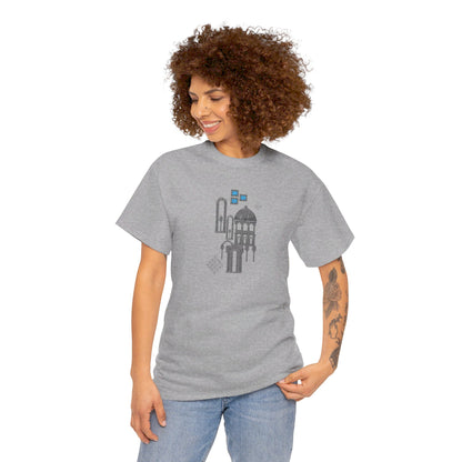 Blue Windows & Dark Silhouettes l Unisex Heavy Cotton Tee