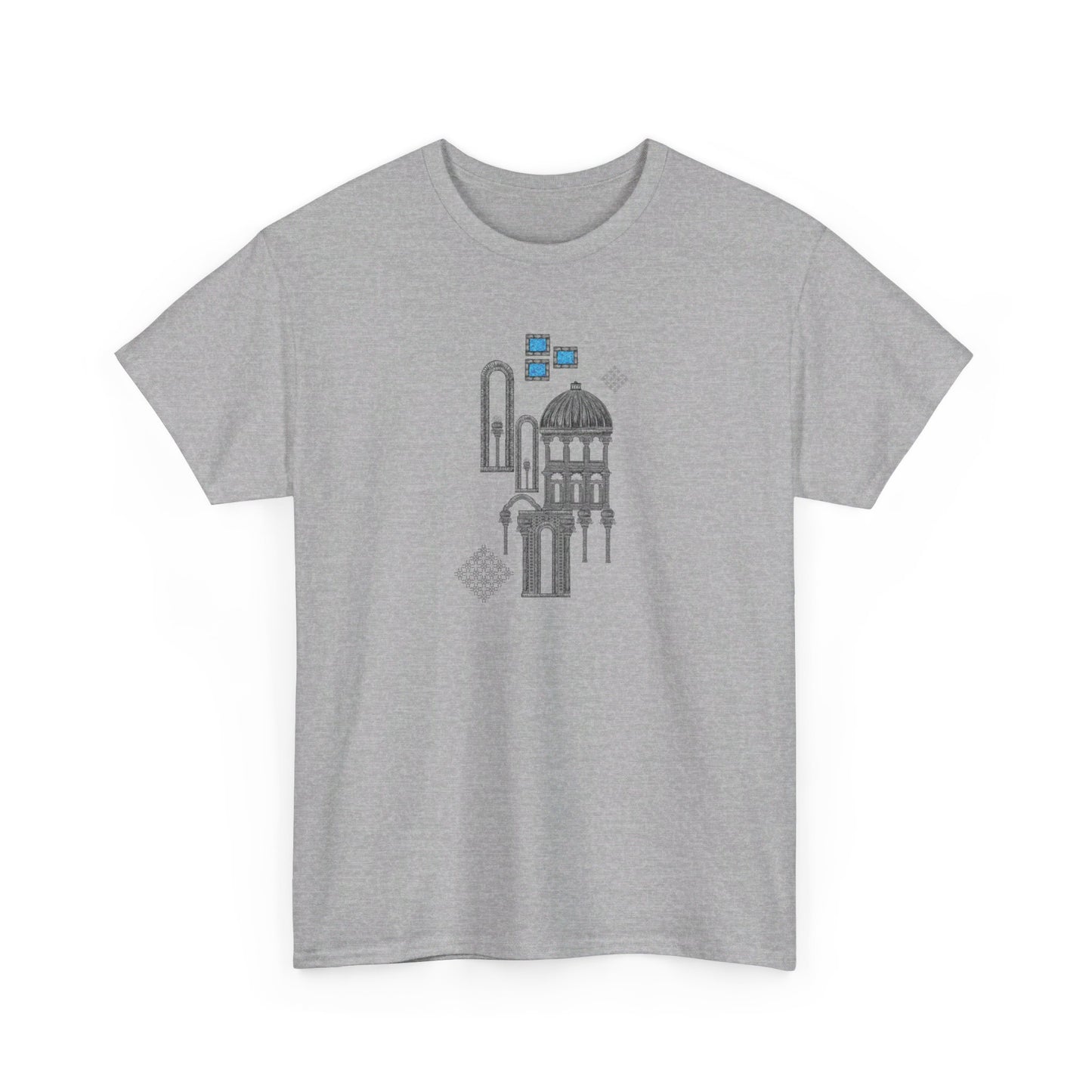 Blue Windows & Dark Silhouettes l Unisex Heavy Cotton Tee