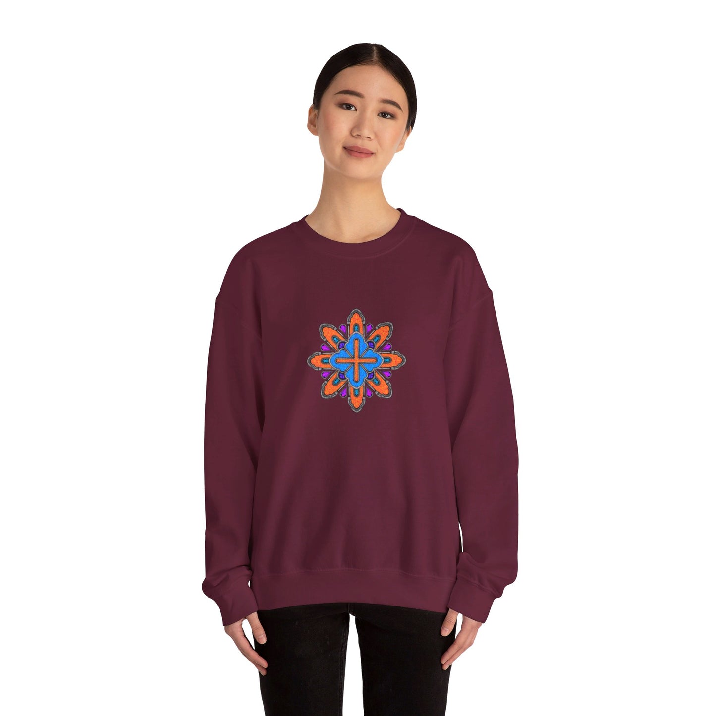 Concrete Flower V3 Dark Theme | Unisex Heavy Blend™ Crewneck Sweatshirt