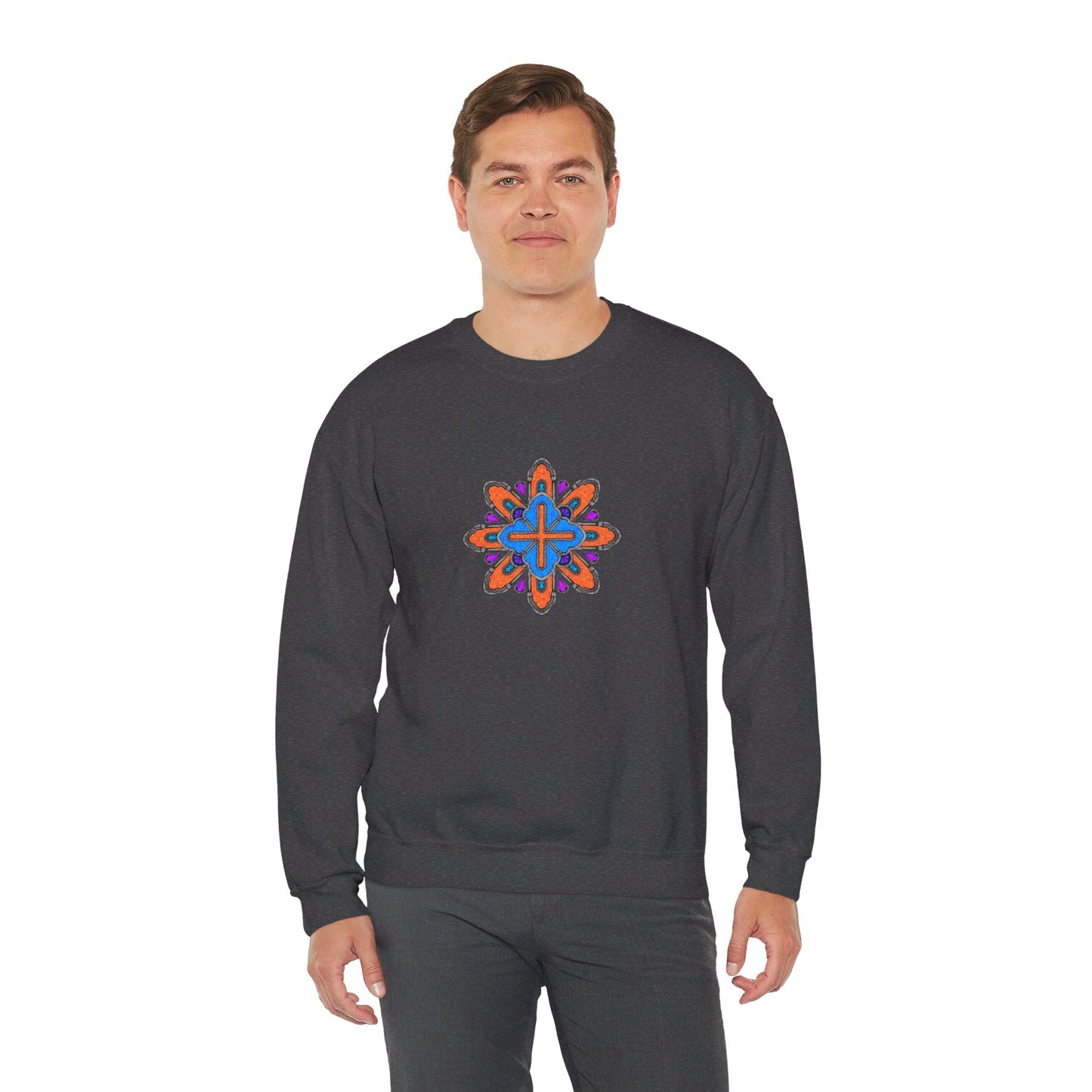 Concrete Flower V3 Dark Theme | Unisex Heavy Blend™ Crewneck Sweatshirt