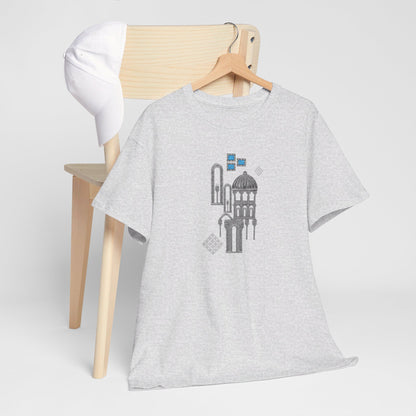 Blue Windows & Dark Silhouettes l Unisex Heavy Cotton Tee