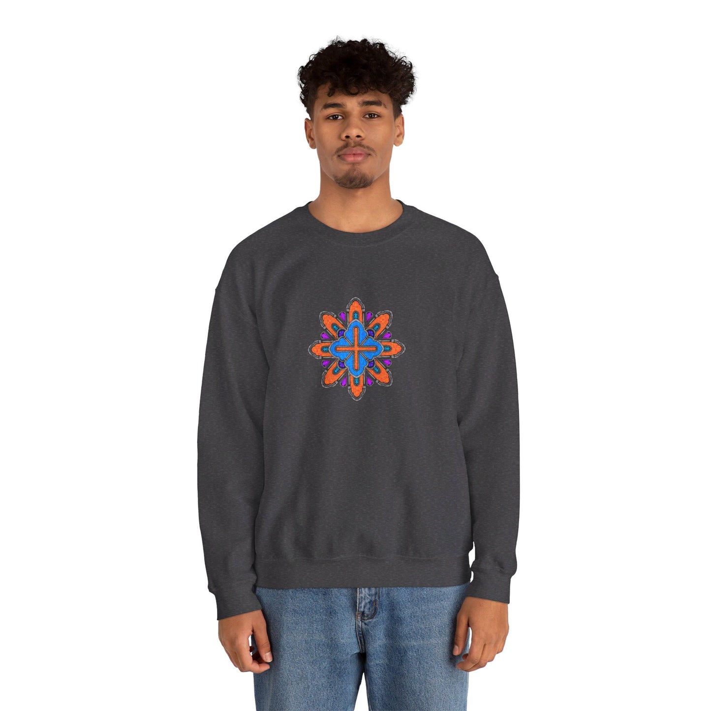 Concrete Flower V3 Dark Theme | Unisex Heavy Blend™ Crewneck Sweatshirt